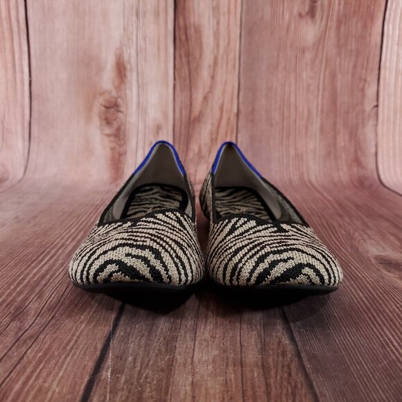 Rothys Womens Size 7.5 The Flat Zebra Animal Print Ballet Shoes Retired - Picture 5 of 13